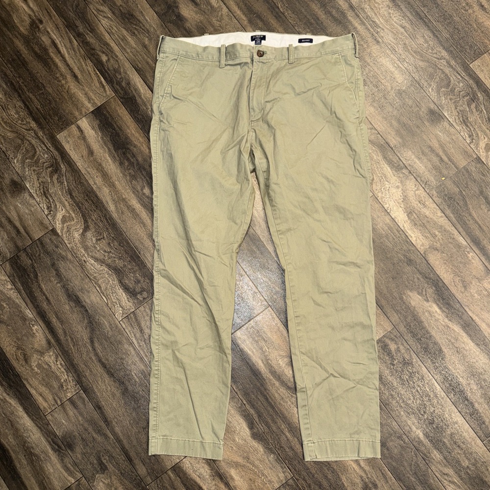 JCREW Flex Skinny Fit Chino Pants Men's Size 38x32 Light Green Stretch Preppy
